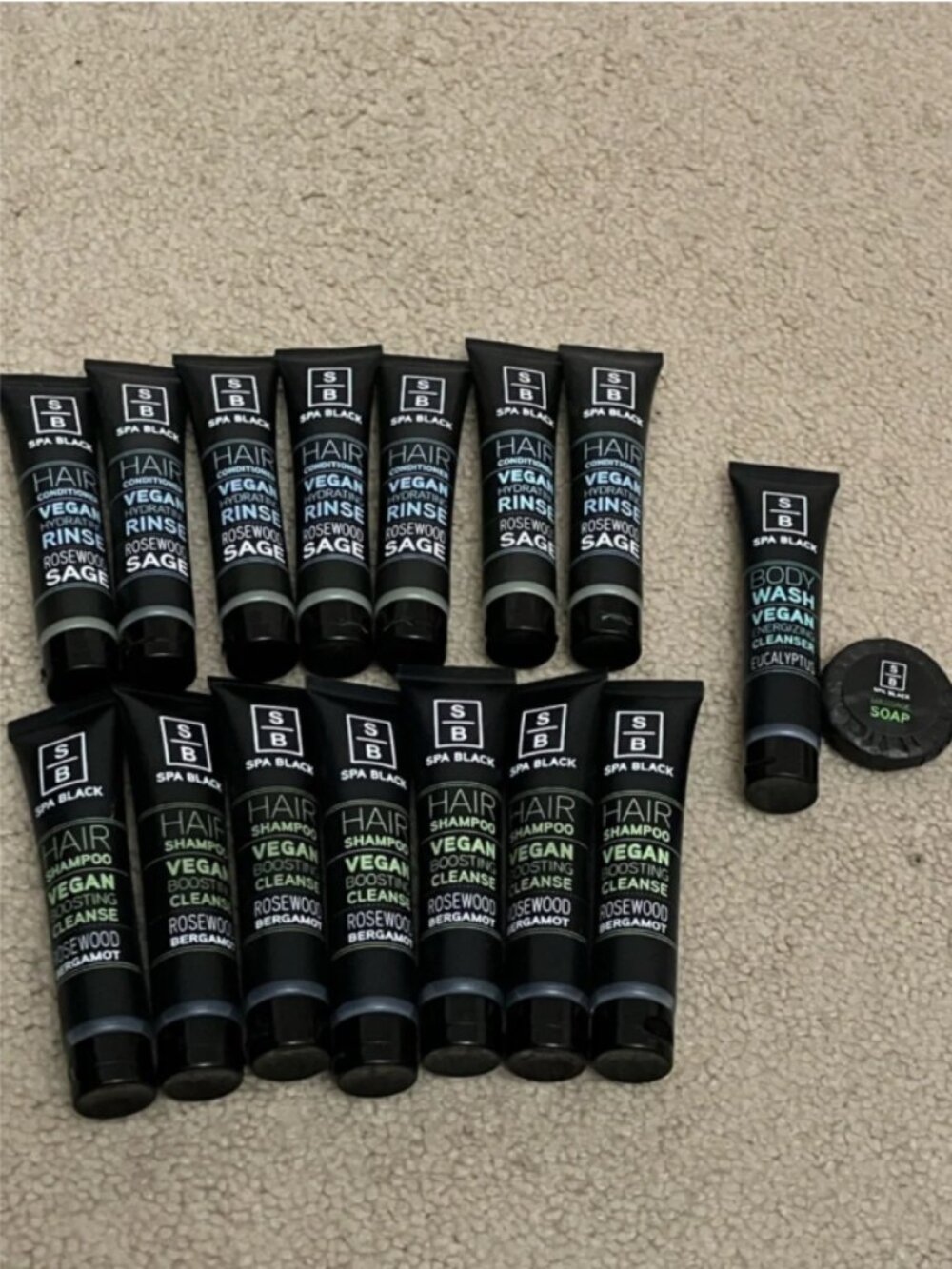 Spa Black Vegan Hair Care Bundle, Travel Sized, 16 piece, New, Gender Neutral